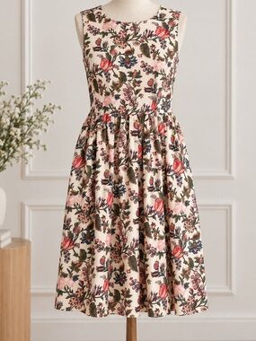 Madewell 100 % Cotton Sleeveless Garden Vine Floral Dress With Pockets